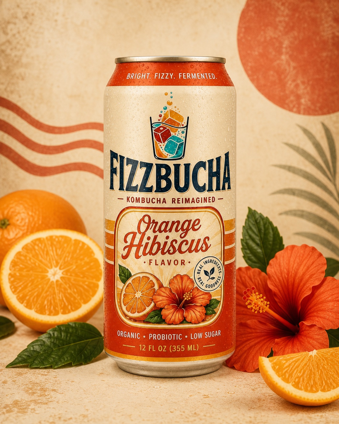 Fizzbucha Orange Hibiscus Kombucha can